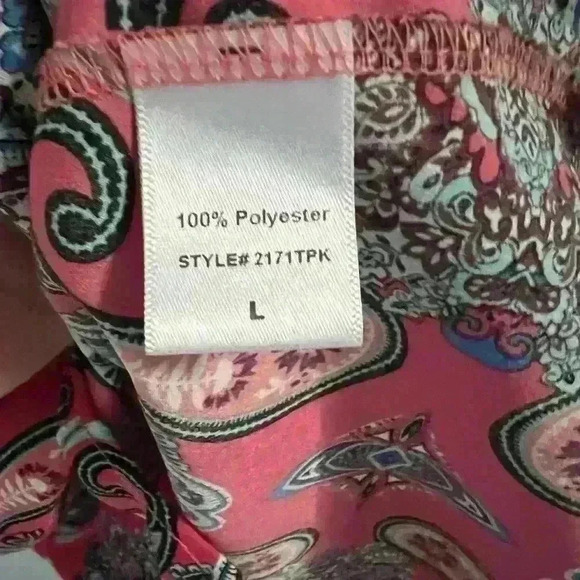 Verse Top Womens Size Large Jory Split Neck Sleeveless Blouse Pink Paisley - Picture 3 of 4